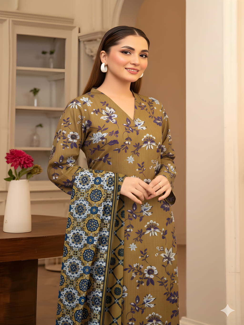 Unstitched Printed Lawn 3 Piece