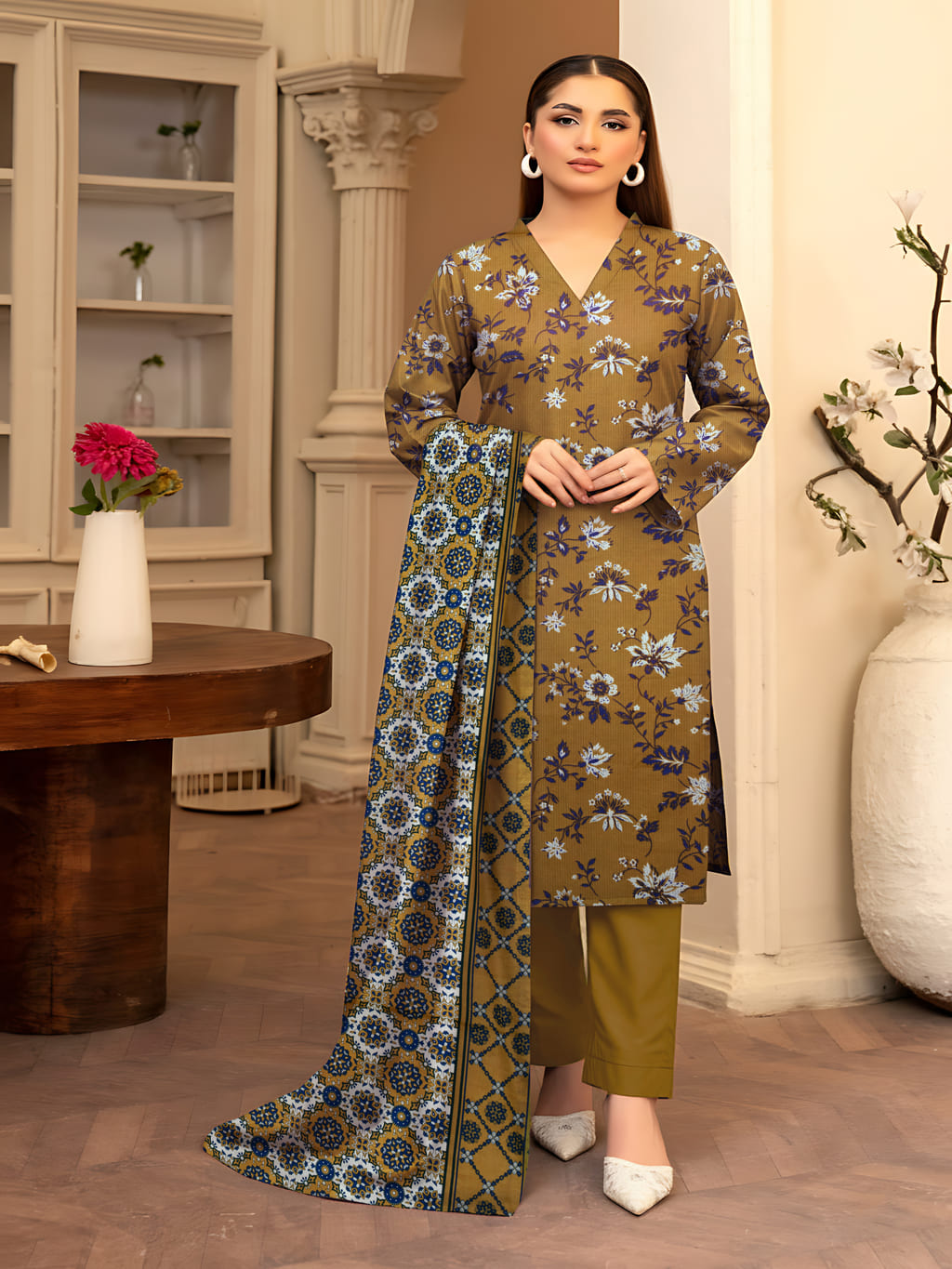 Unstitched Printed Lawn 3 Piece