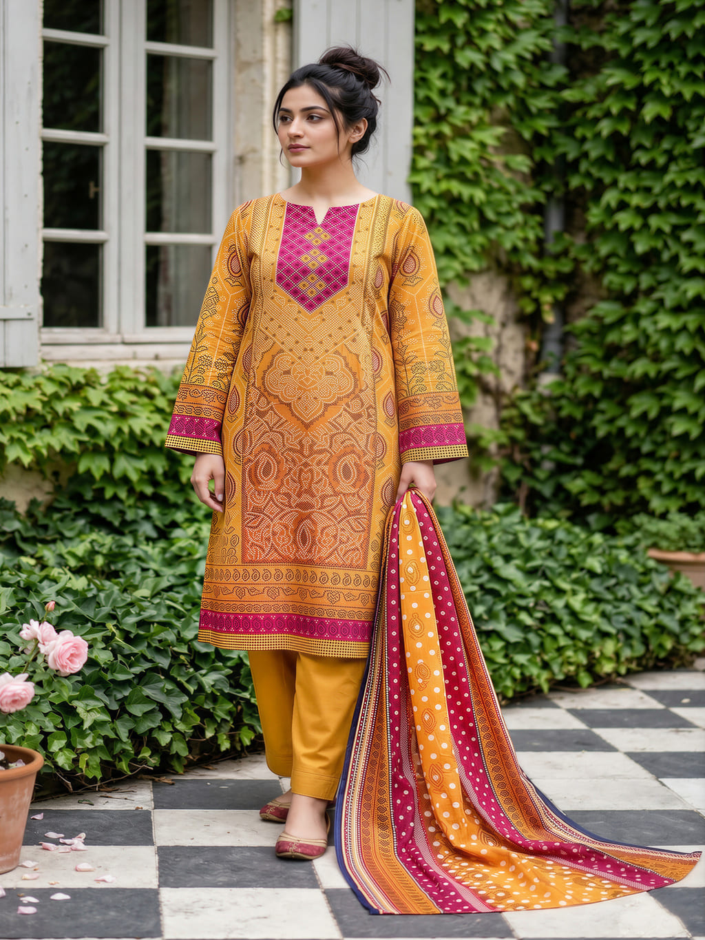 Unstitched Printed Lawn 3 Piece Suit