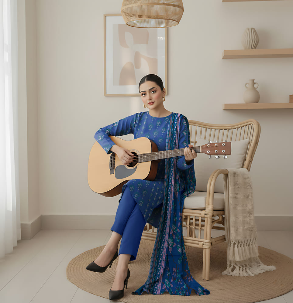 Unstitched Printed Lawn 3 Piece