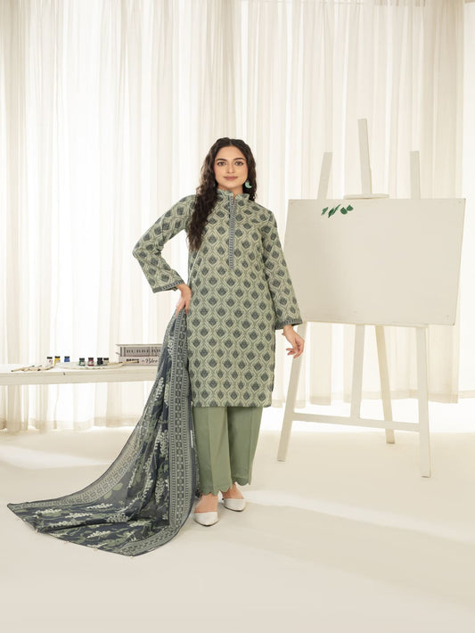 Unstitched Printed Lawn 3 Piece