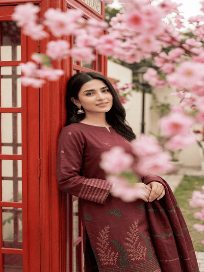 Jacquard Brosha Lawn 3 Piece Suit Unstitched