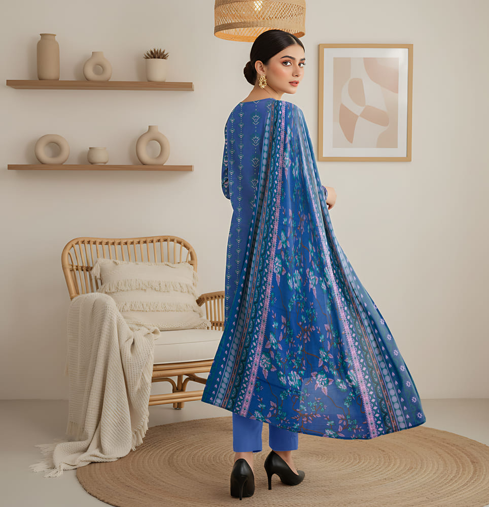 Unstitched Printed Lawn 3 Piece