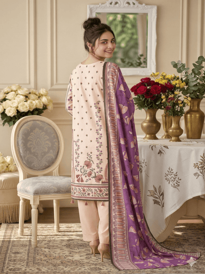 Unstitched Printed Lawn 3 Piece Suit