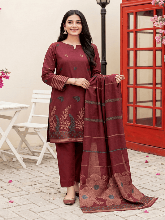 Jacquard Brosha Lawn 3 Piece Suit Unstitched