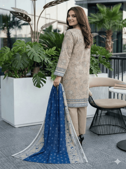 Unstitched Printed Lawn 3 Piece