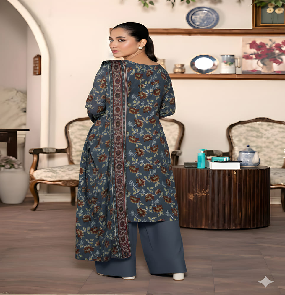 Unstitched Printed Lawn 3 Piece