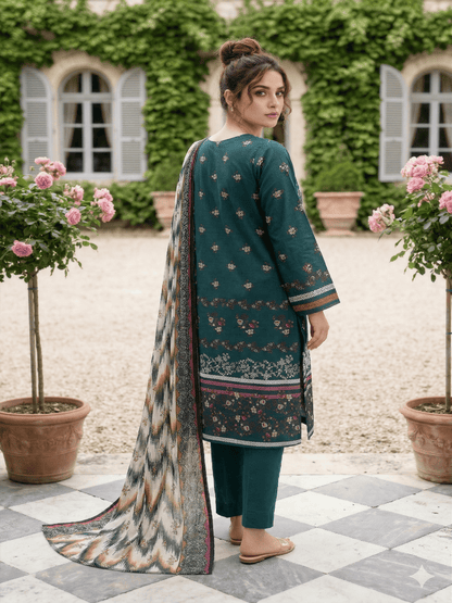 Unstitched Printed Lawn 3 Piece Suit
