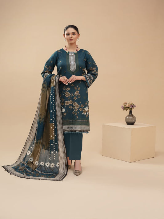 Unstitched Printed Lawn 3 Piece
