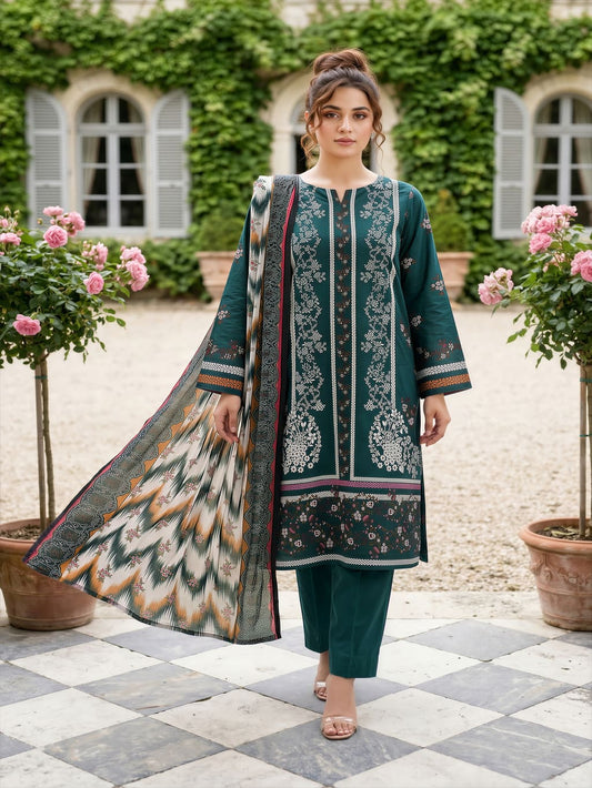 Unstitched Printed Lawn 3 Piece Suit