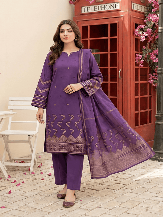 Jacquard Brosha Lawn 3 Piece Suit Unstitched