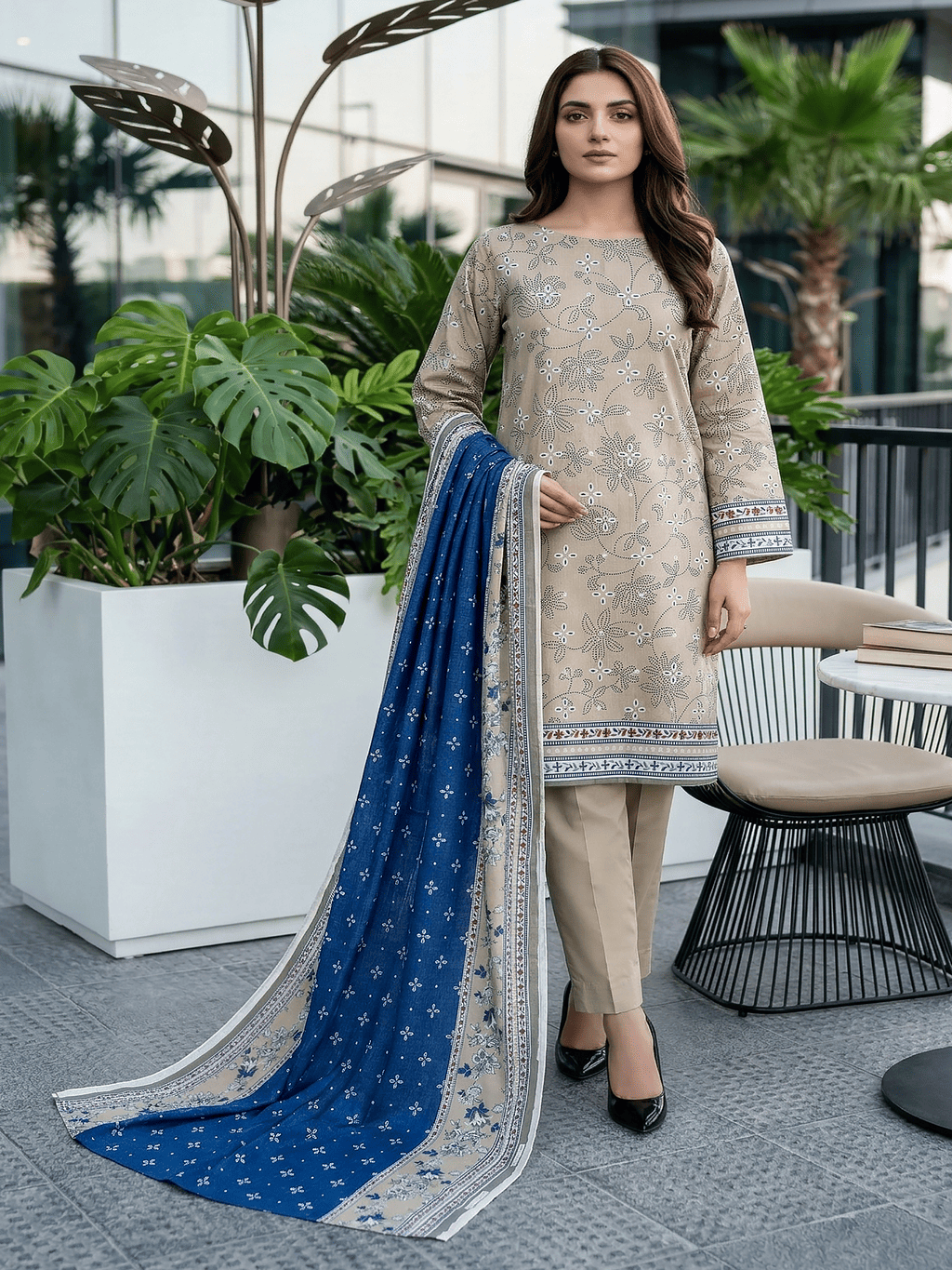 Unstitched Printed Lawn 3 Piece