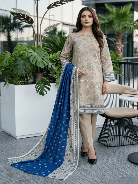 Unstitched Printed Lawn 3 Piece