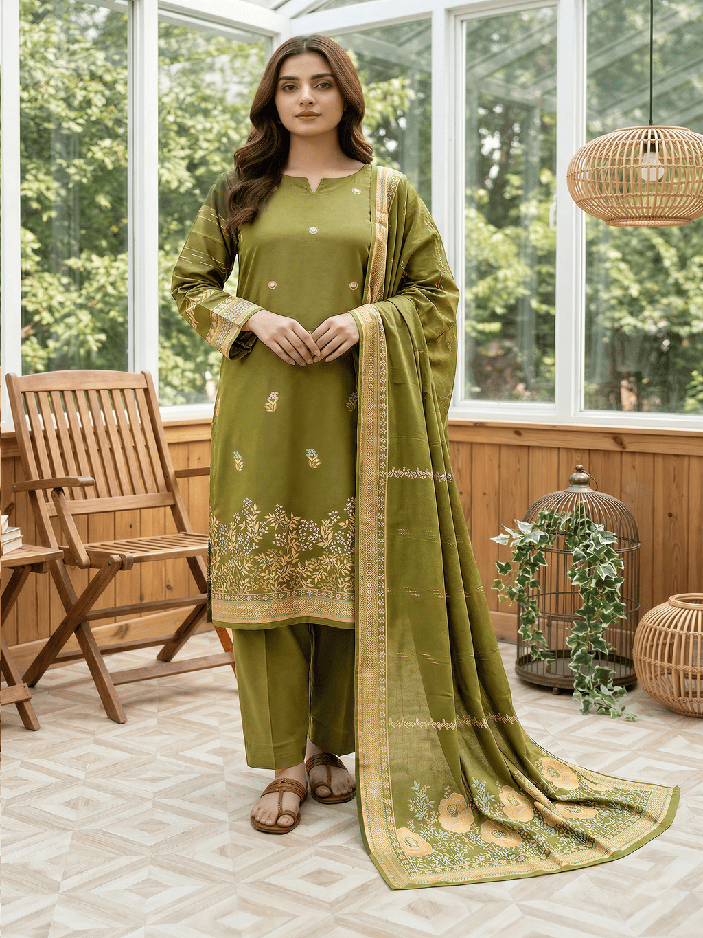 Jacquard Brosha Lawn 3 Piece Suit Unstitched