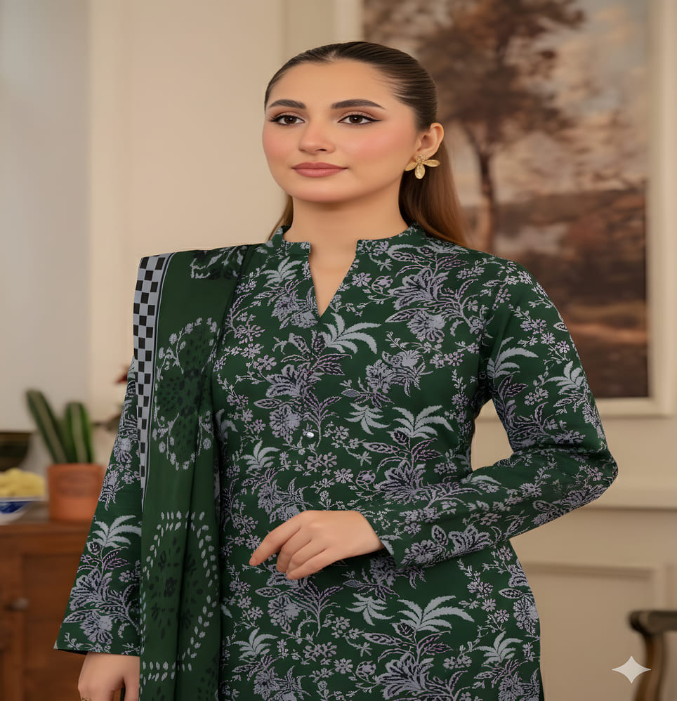 Unstitched Printed Lawn 3 Piece