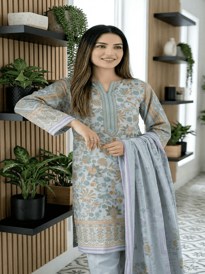 Unstitched Digital Printed Lawn 3 Piece