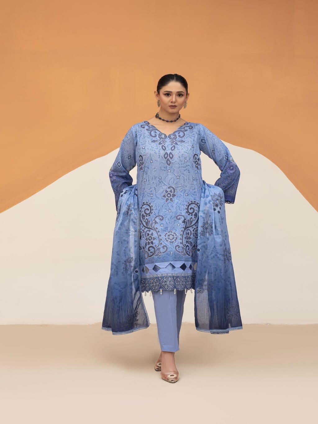 Unstitched Printed Lawn 3 Piece