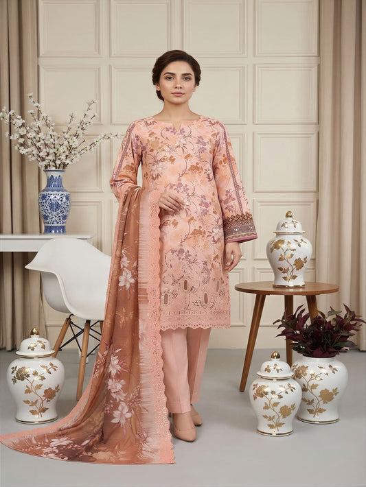 Digital Printed Embroided Lawn 3 Piece Suit Unstitched