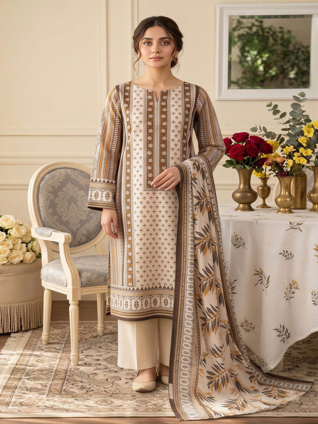 Unstitched Printed Lawn 3 Piece Suit