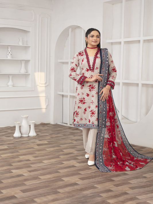 Unstitched Printed Lawn 3 Piece