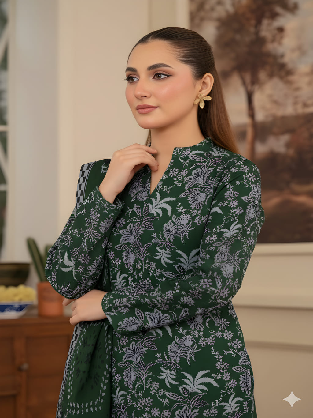 Unstitched Printed Lawn 3 Piece