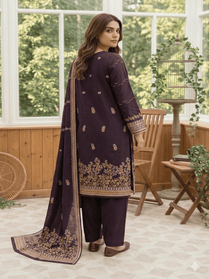Jacquard Brosha Lawn 3 Piece Suit Unstitched