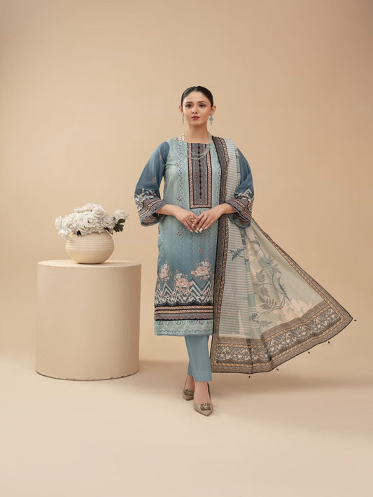 Unstitched Printed Lawn 3 Piece