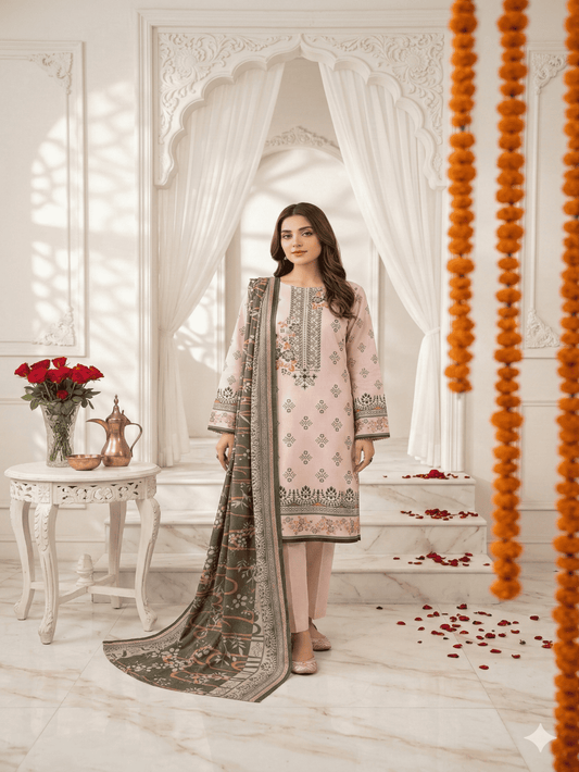 Unstitched Printed lawn 3 Piece