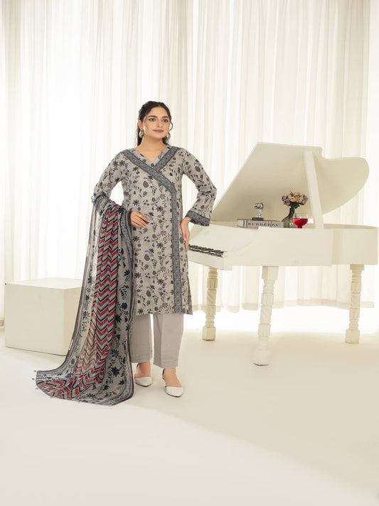 Unstitched Printed Lawn 3 Piece