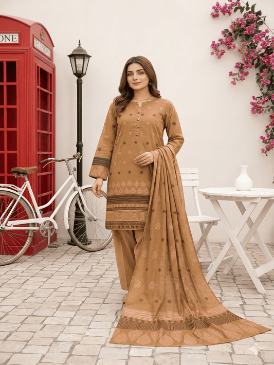 Jacquard Brosha Lawn 3 Piece Suit Unstitched