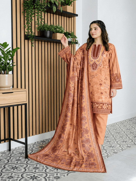 Unstitched Digital Printed Lawn 3 Piece