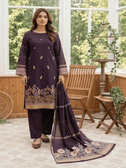 Jacquard Brosha Lawn 3 Piece Suit Unstitched