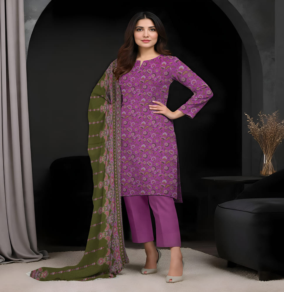 Unstitched Printed Lawn 3 Piece