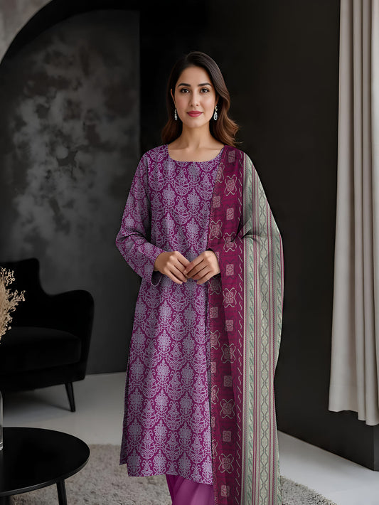 Unstitched Printed Lawn 3 Piece