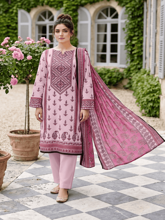 Unstitched Printed Lawn 3 Piece Suit