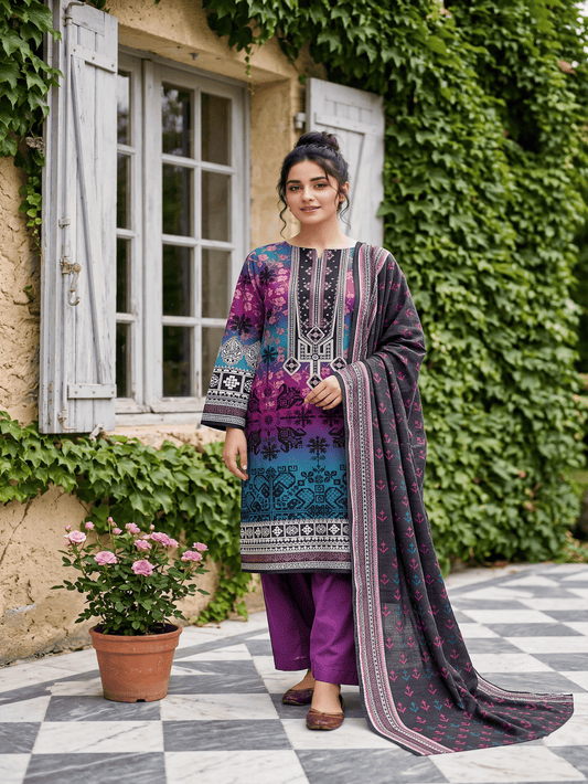 Unstitched Printed Lawn 3 Piece Suit
