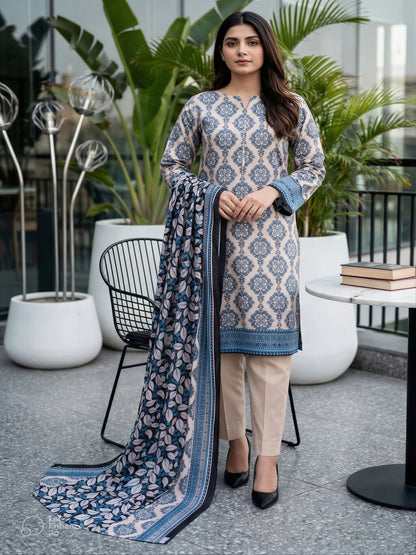 Unstitched Printed Lawn 3 Piece Suit