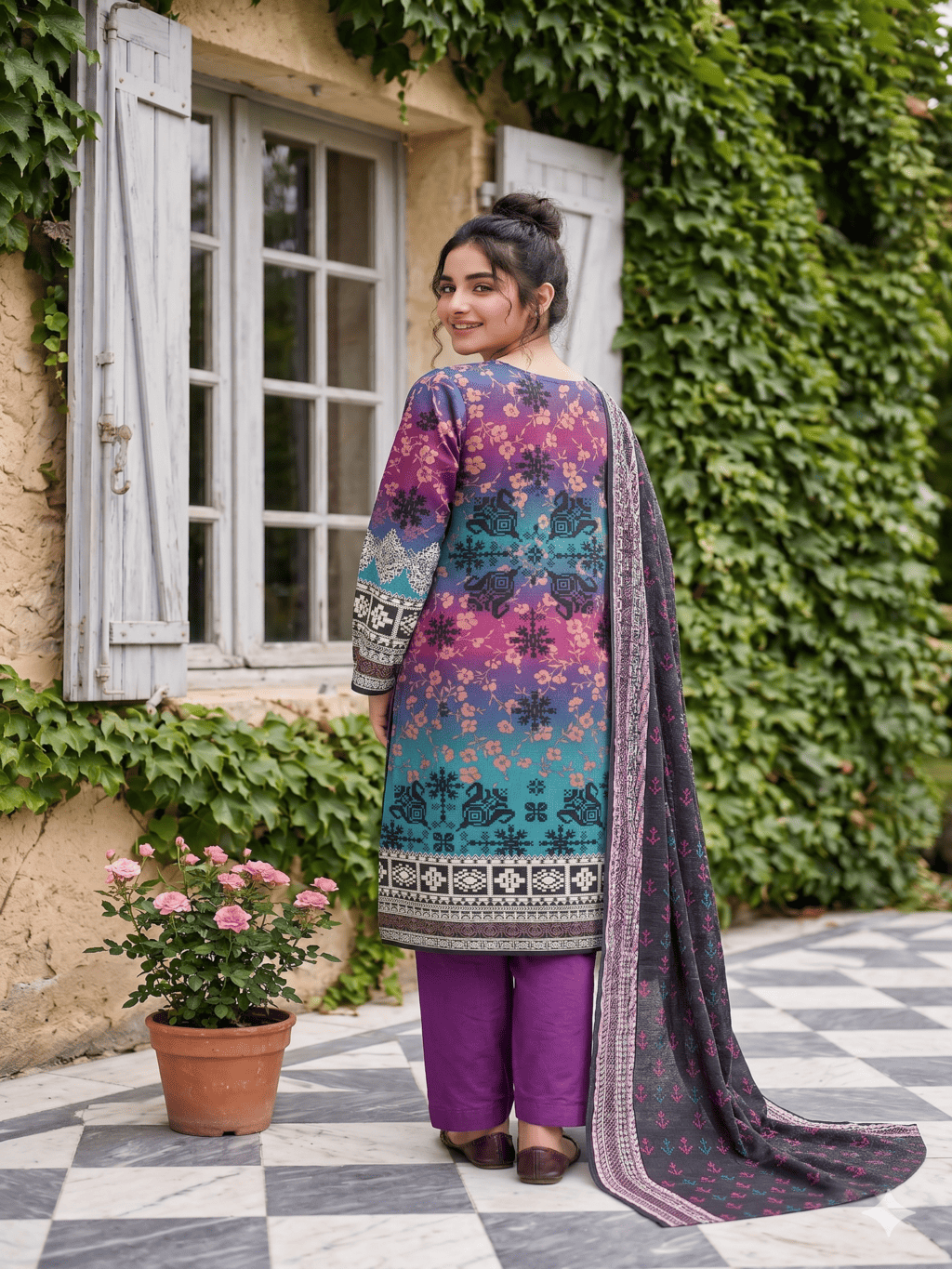 Unstitched Printed Lawn 3 Piece Suit