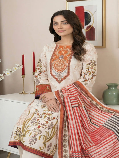 Unstitched Printed Lawn 3 Piece