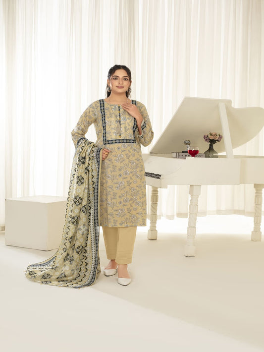 Unstitched Printed Lawn 3 Piece