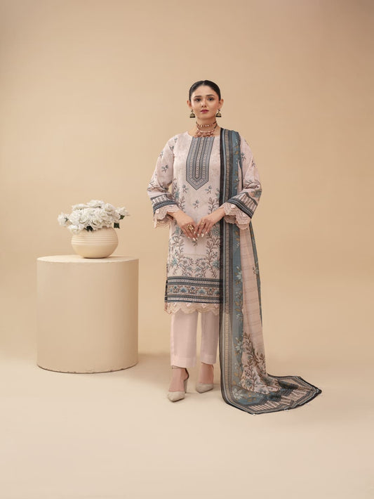 Unstitched Printed Lawn 3 Piece