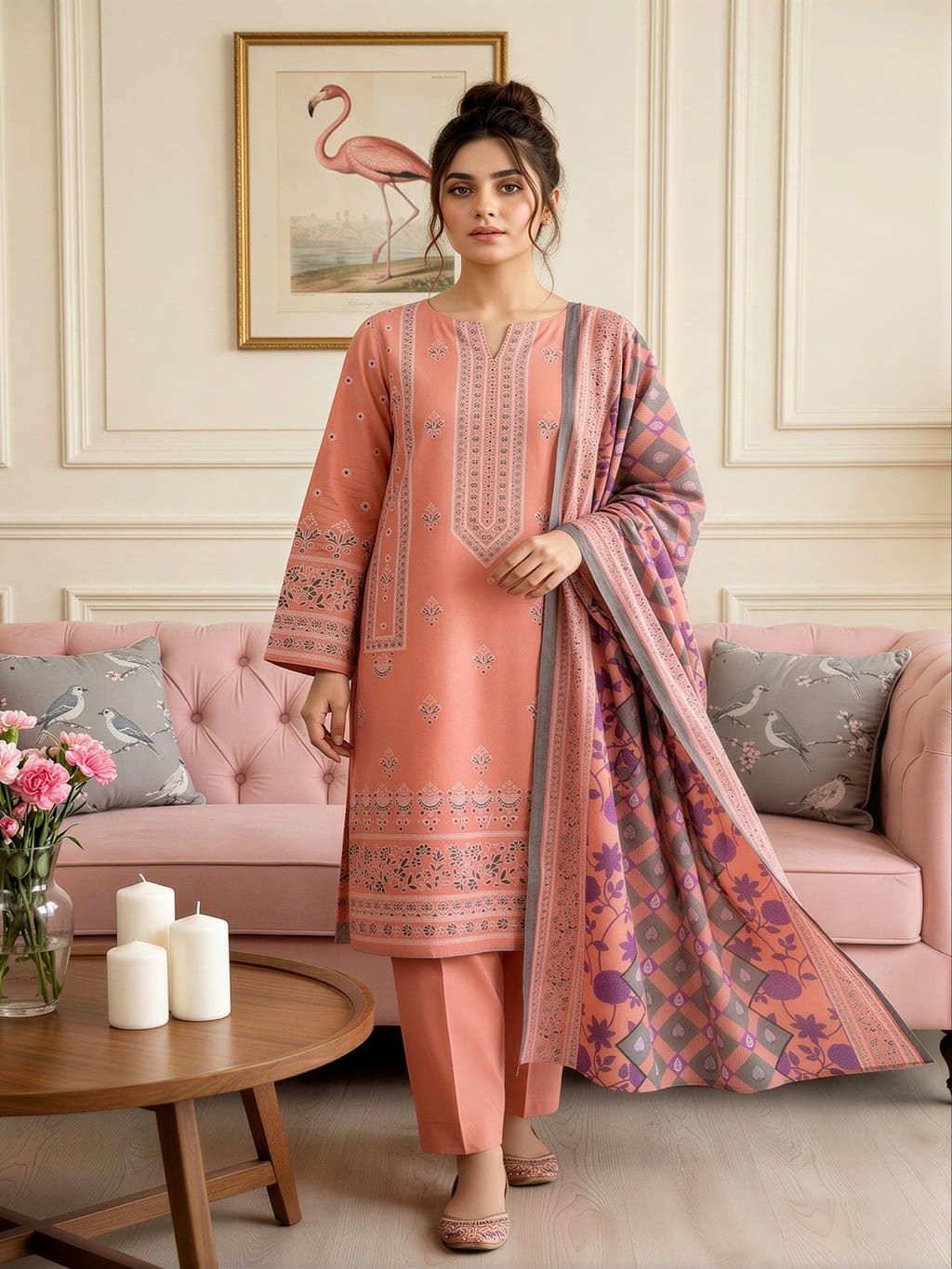Unstitched Printed Lawn 3 Piece Suit