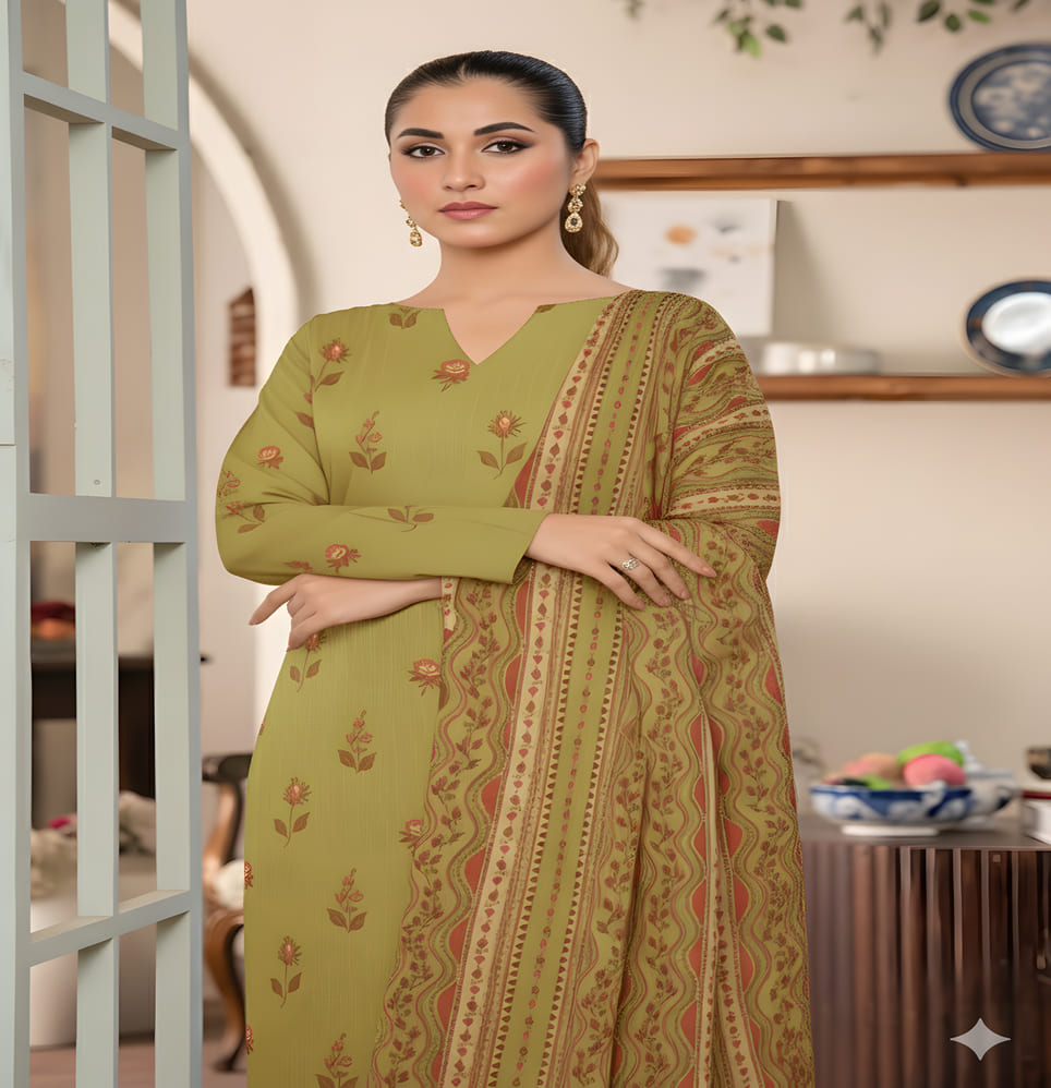 Unstitched Printed Lawn 3 Piece