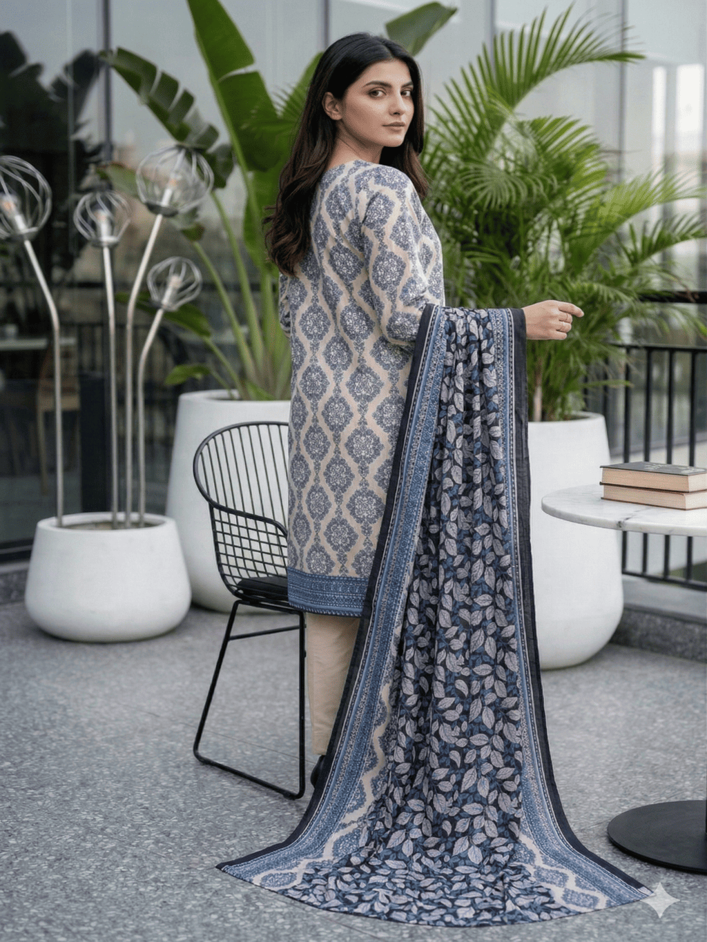 Unstitched Printed Lawn 3 Piece Suit
