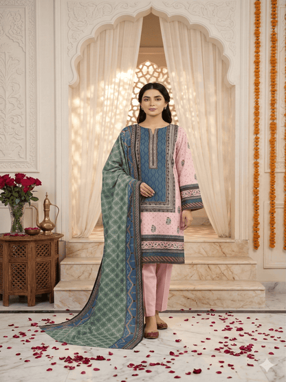 Unstitched Printed Lawn 3 Piece