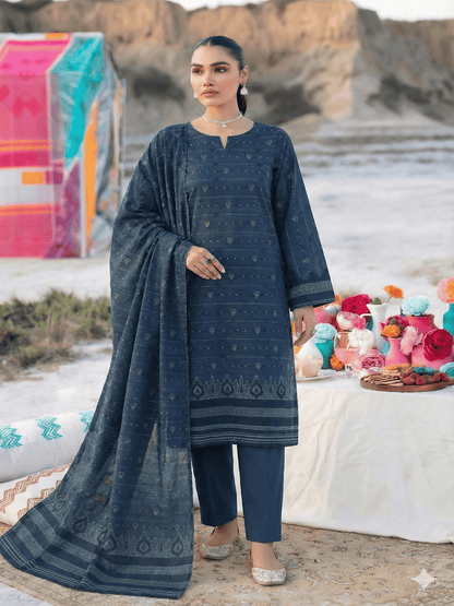 Jacquard Brosha Lawn 3 Piece Suit Unstitched