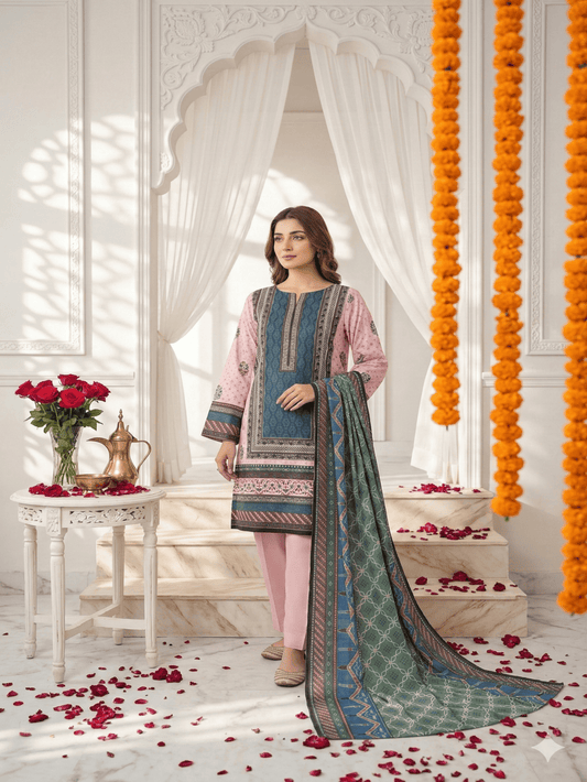 Unstitched Printed Lawn 3 Piece