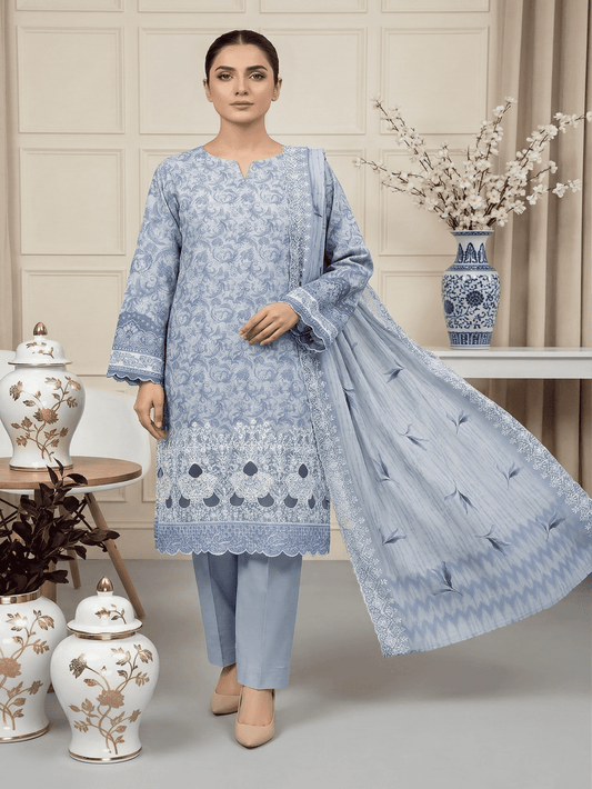 Digital Printed Embroided Lawn 3 Piece Suit Unstitched