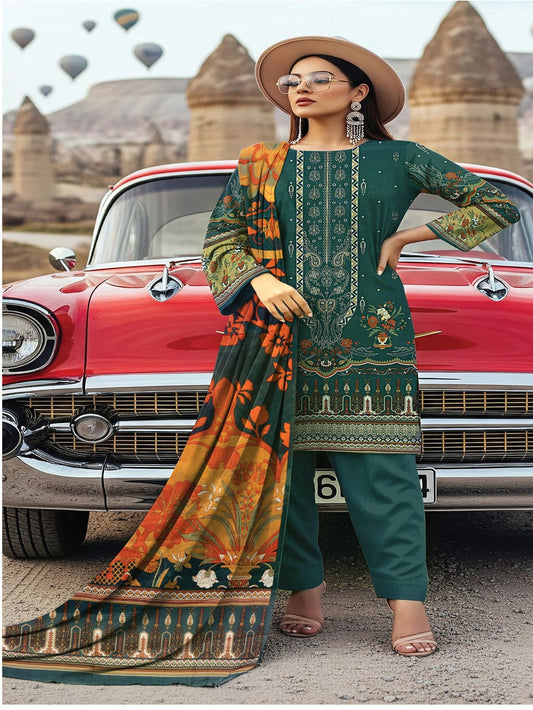 Unstitched Printed Lawn 3 Piece Suit