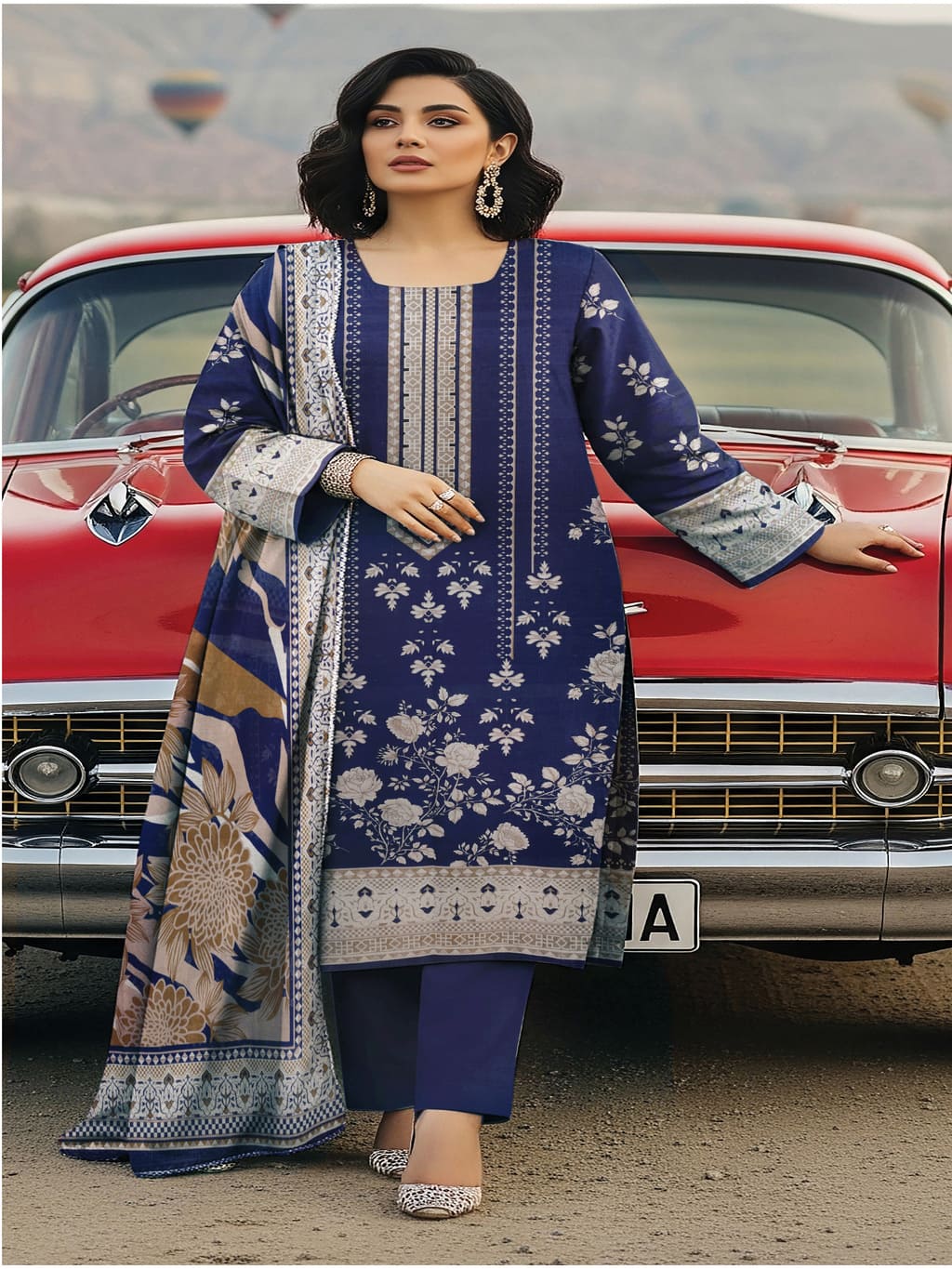 Unstitched Printed Lawn 3 Piece Suit